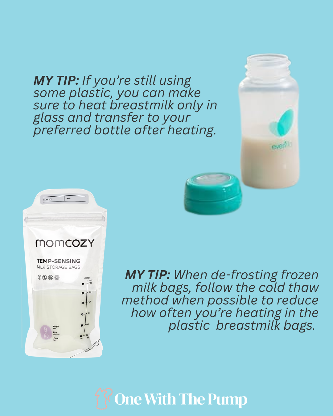 tips on minimizing plastic exposure when heating or thawing breastmilk