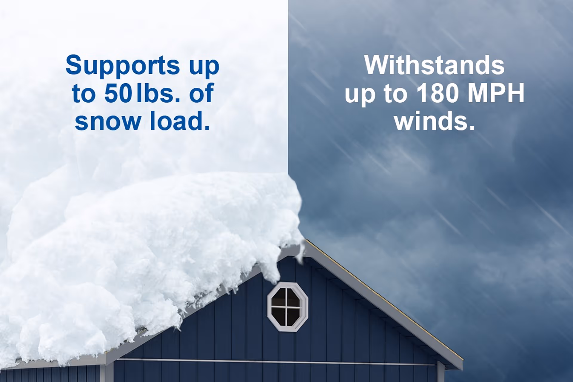 winter shed with snow rating