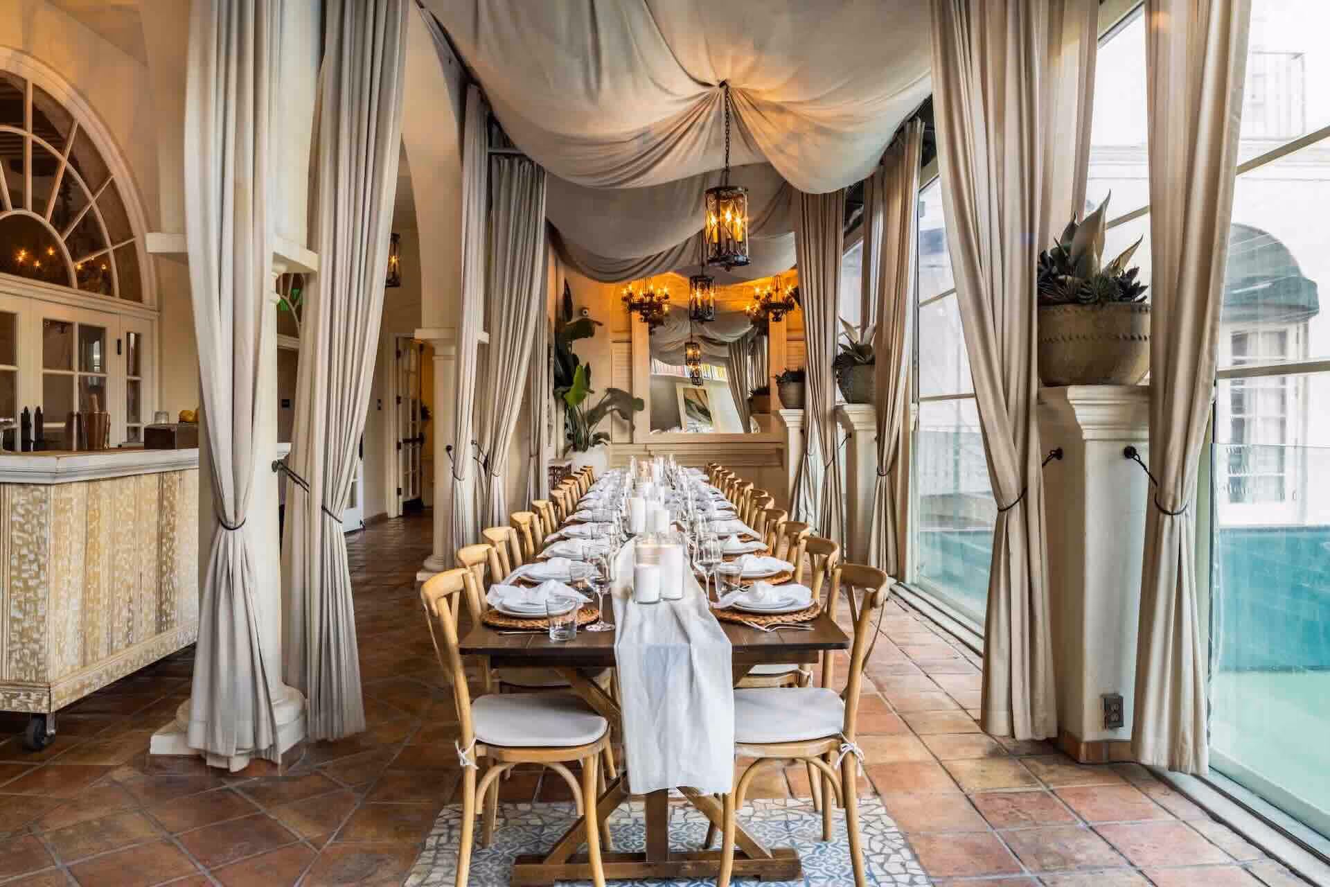 Our beautiful covered terrace in Toluca Lake near Burbank, Studio City, and Glendale. Perfect for intimate private bridal showers and company happy hours