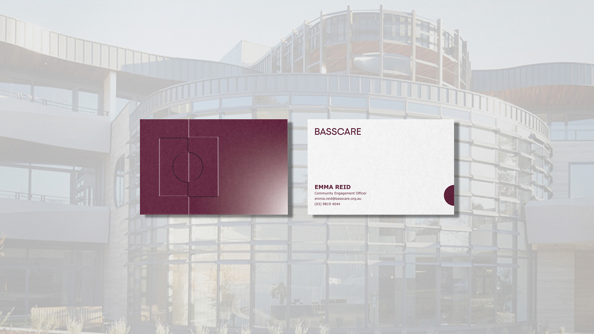 Business card mock-up designed for basscare, featuring new identity. 