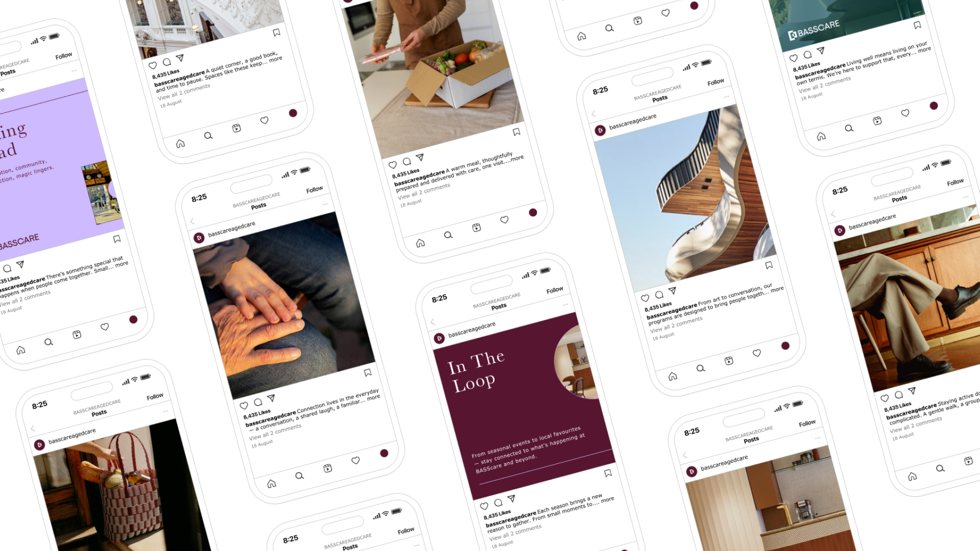 Social Media template design, posts using brand imagery and updated layouts