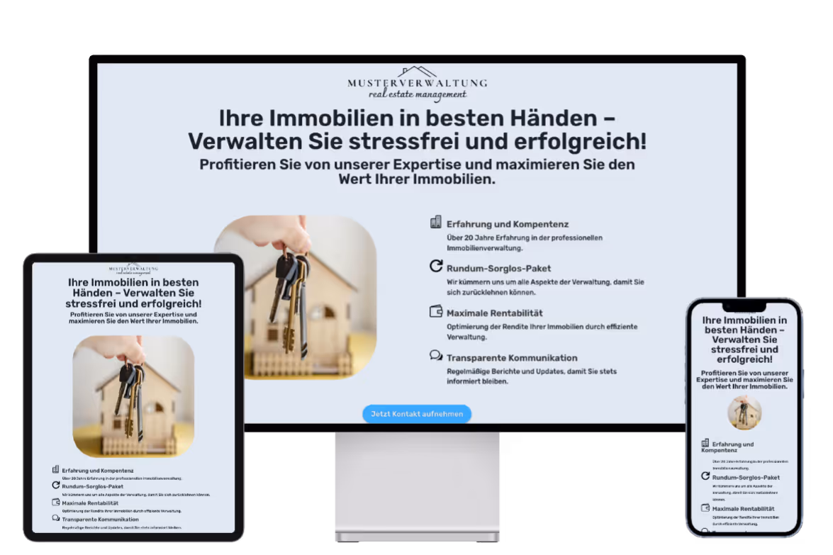 Musterlayout für die Webseite einer Immobilienverwaltung