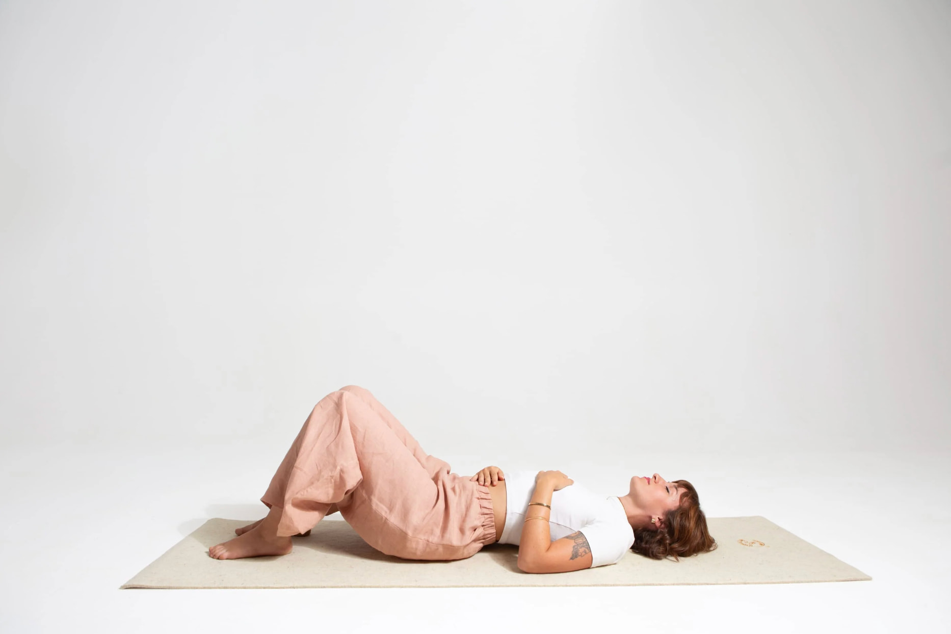 Tapis de méditation en laine, vue allongée