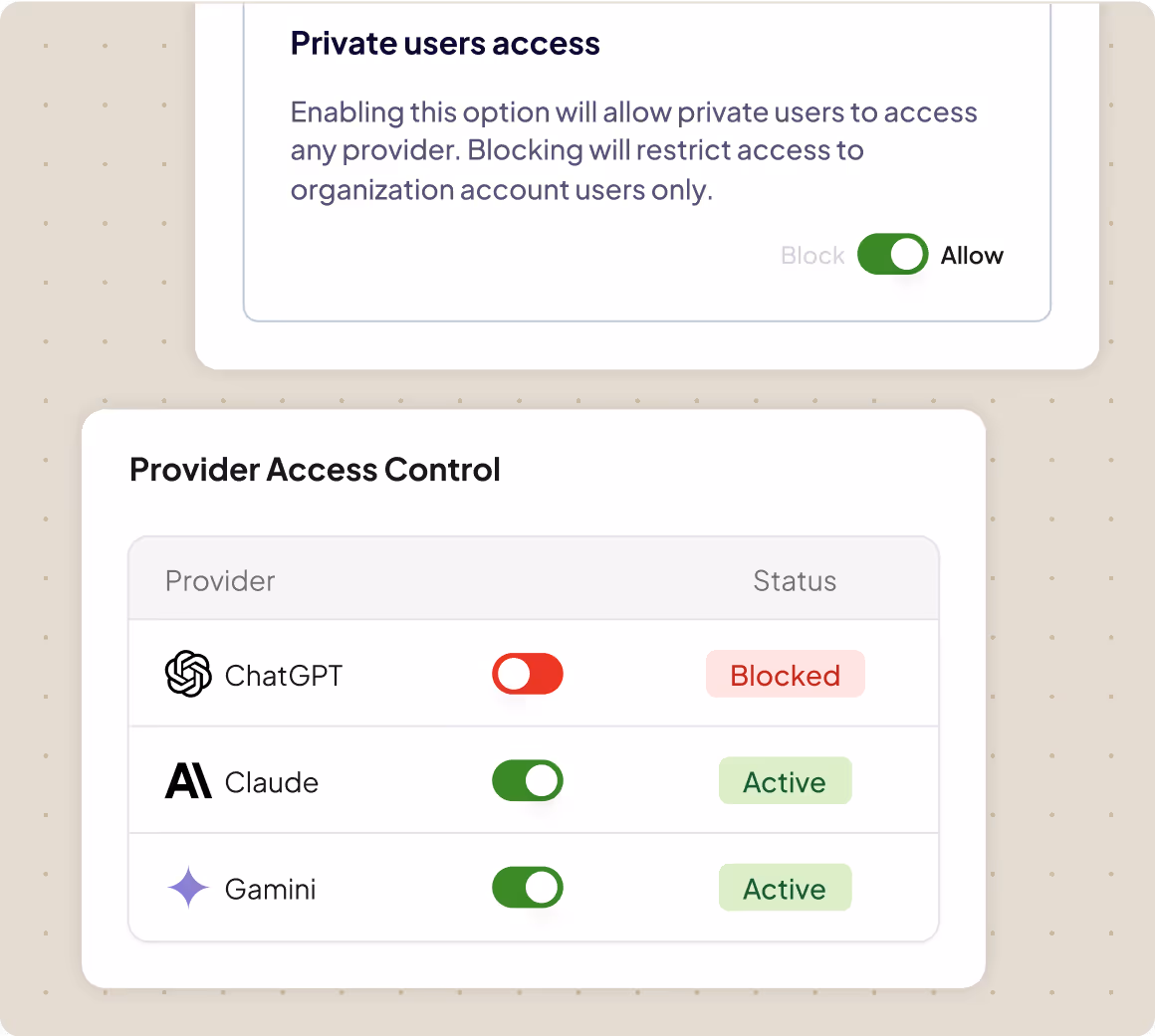A screenshot of a phone screen with a privacy button and a private access button.