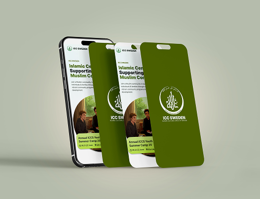 Two smartphones showing the responsive mobile design of the ICCS website.