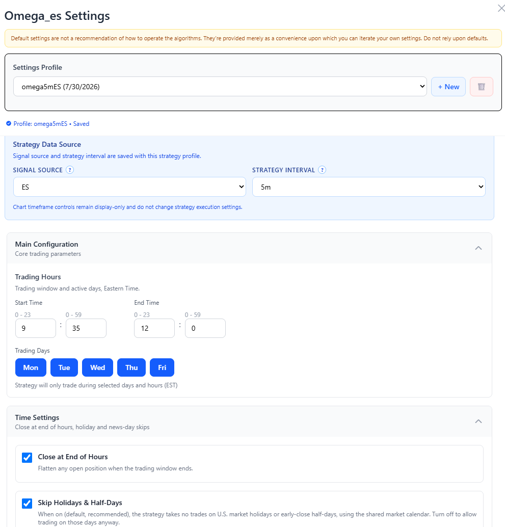 Customize strategy settings