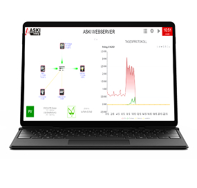 Afbeelding van een laptop met de ASKI webserver van Ematec