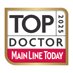 Main Line Today Top Doctor 2025 award badge recognizing Dr. Mudgil
