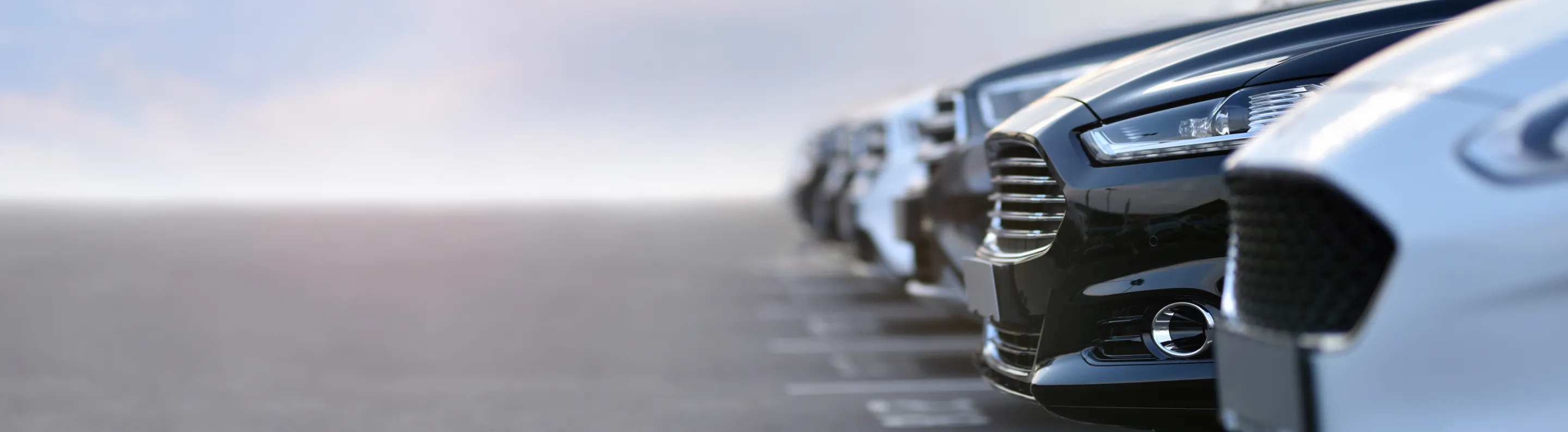 Front of multiple cars lined up