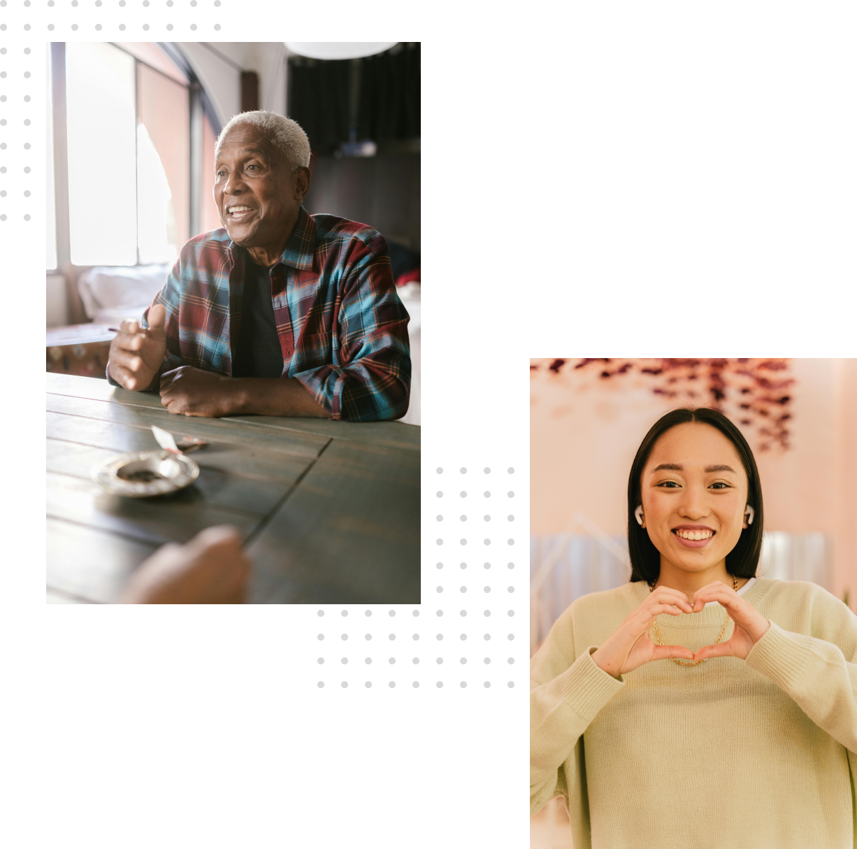 Man and a woman with happy emotions