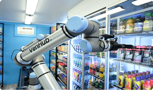 inside venhub smart store looking at robots