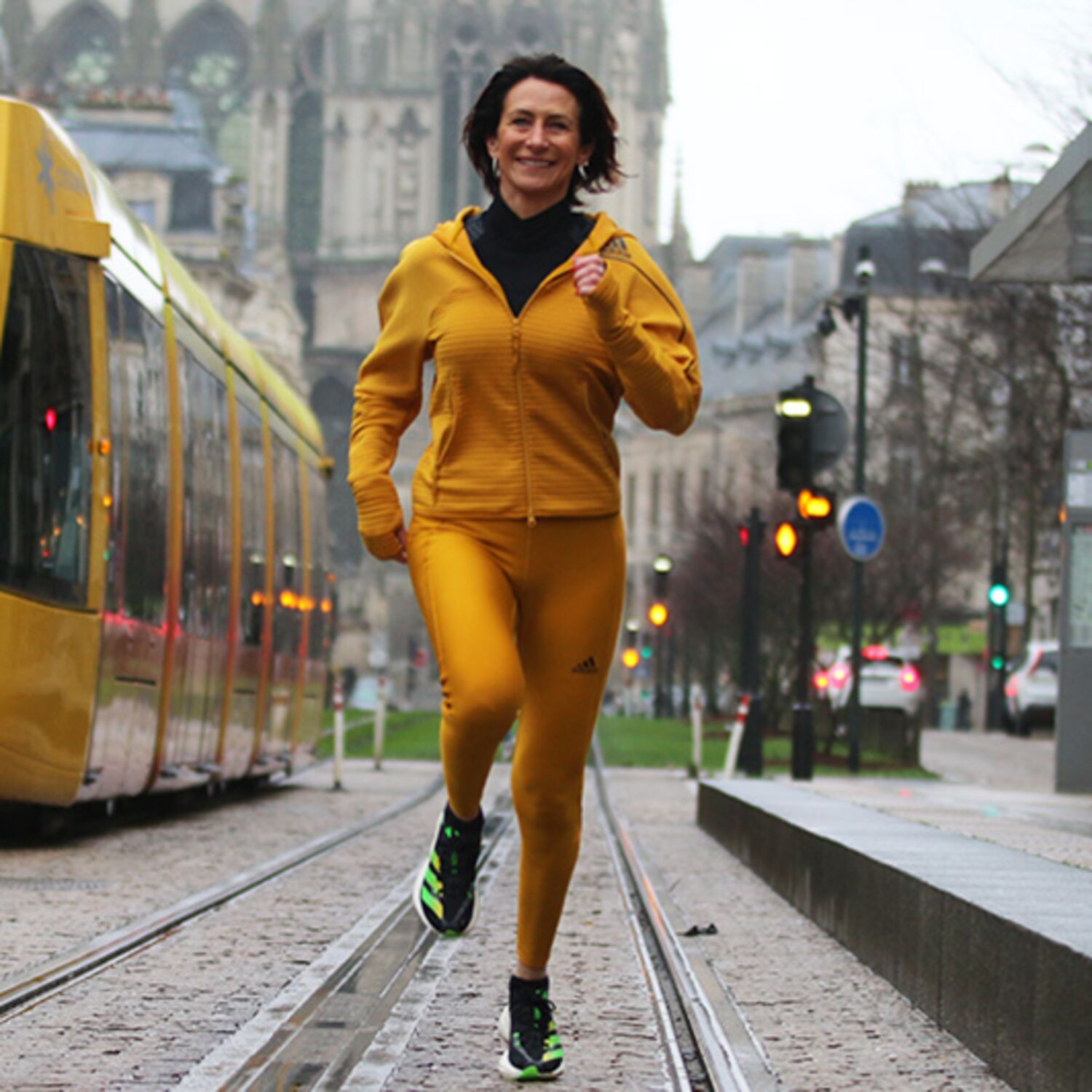 Photo de Laurence Klein en train de courir à Reims 
 
