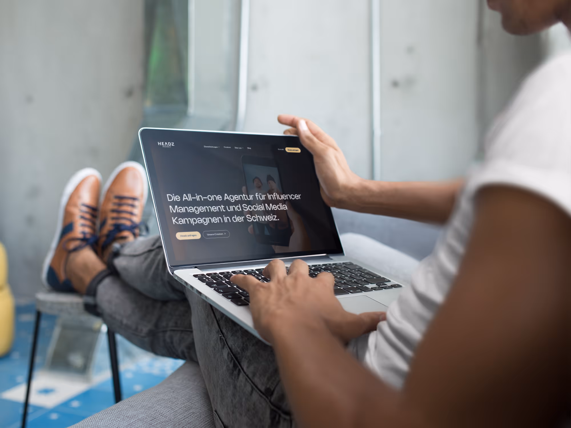 man working on webflow