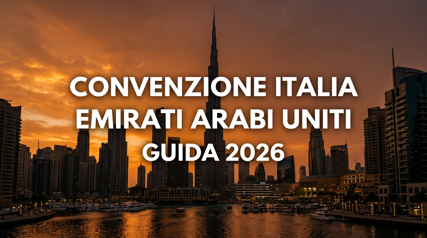 Convenzione Italia Emirati Arabi Uniti contro le doppie imposizioni - skyline di Dubai al tramonto