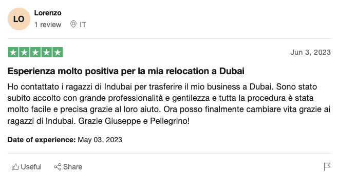 Recensione Trustpilot di Lorenzo, 5 stelle