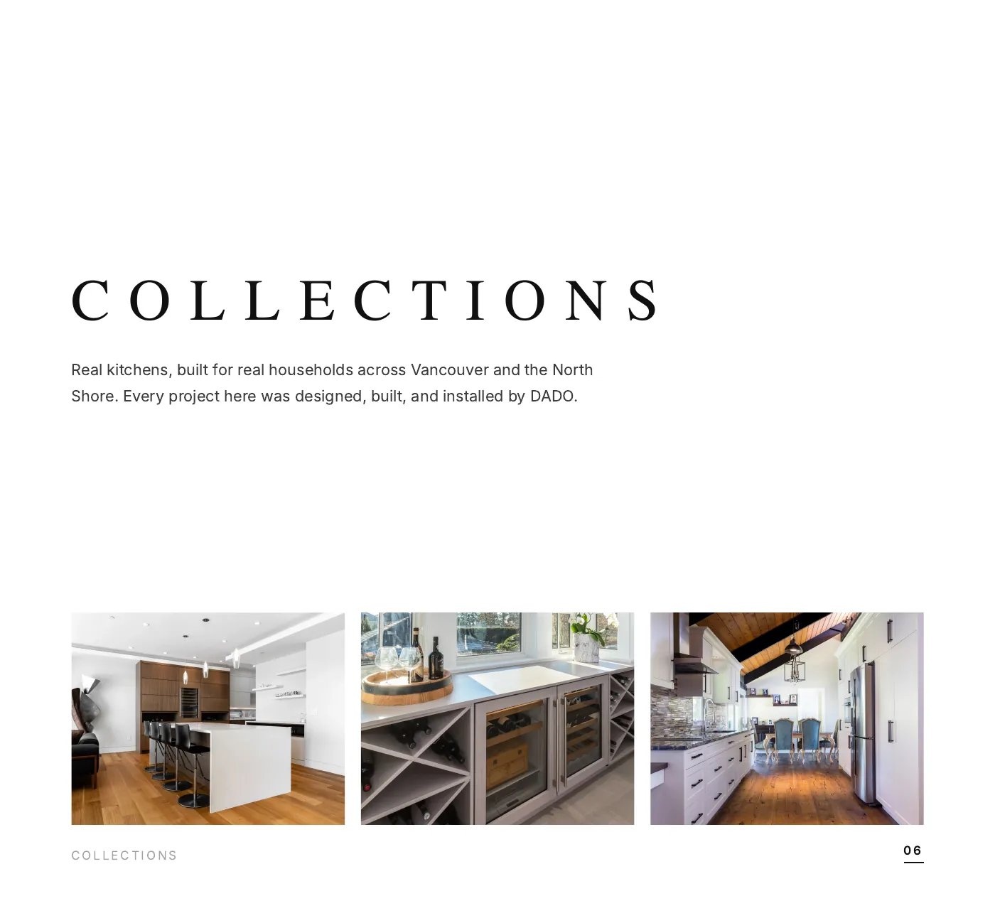 DADO Kitchens brochure 2026-2027, page 6 of 28: collections