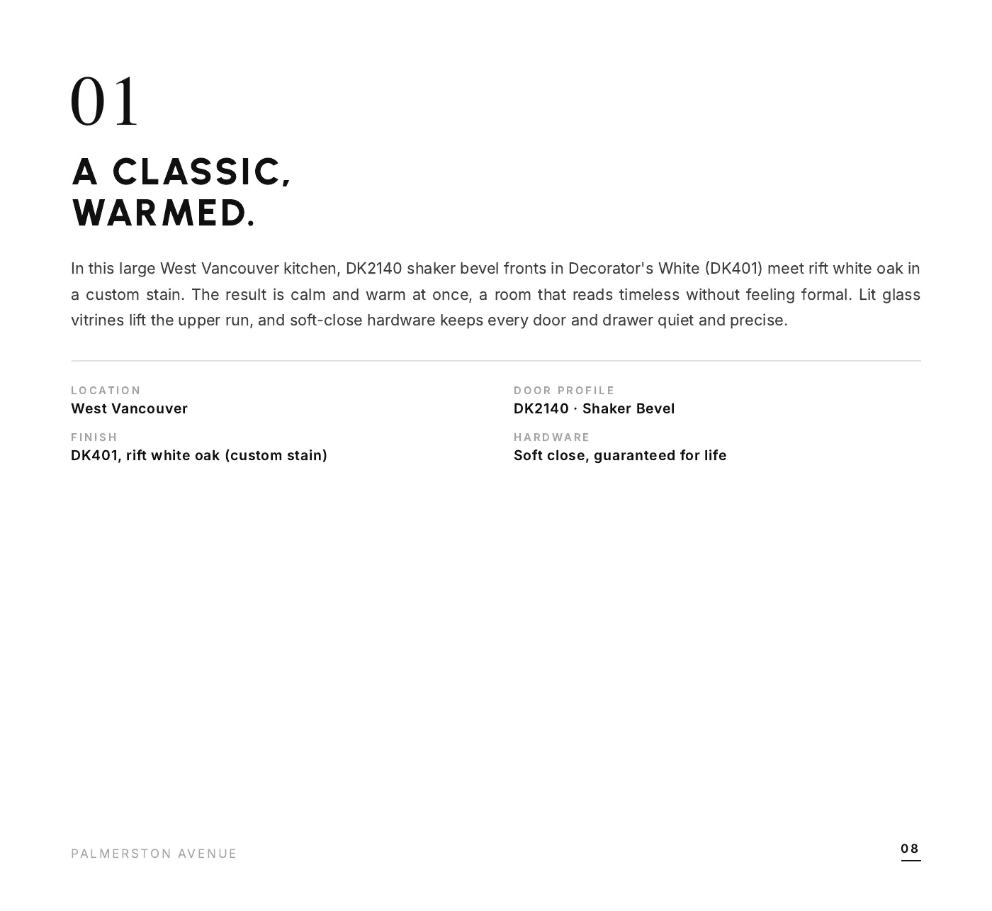 DADO Kitchens brochure 2026-2027, page 8 of 28: Palmerston Avenue project