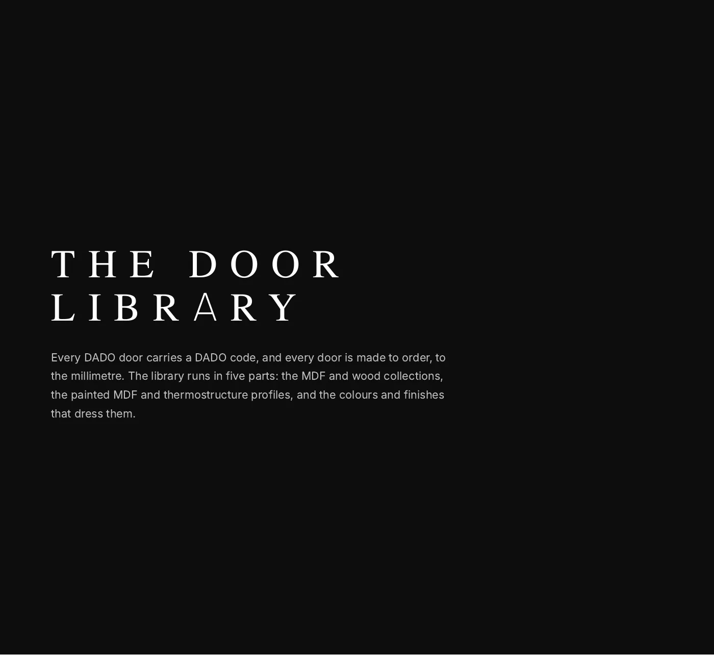 DADO Kitchens brochure 2026-2027, page 17 of 28: the door library