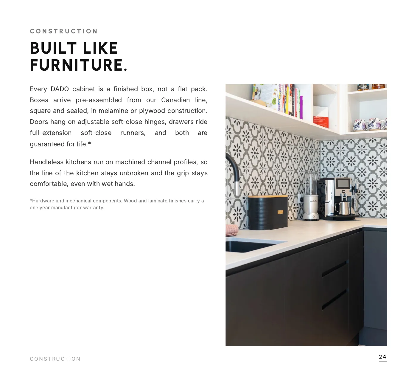 DADO Kitchens brochure 2026-2027, page 24 of 28: construction