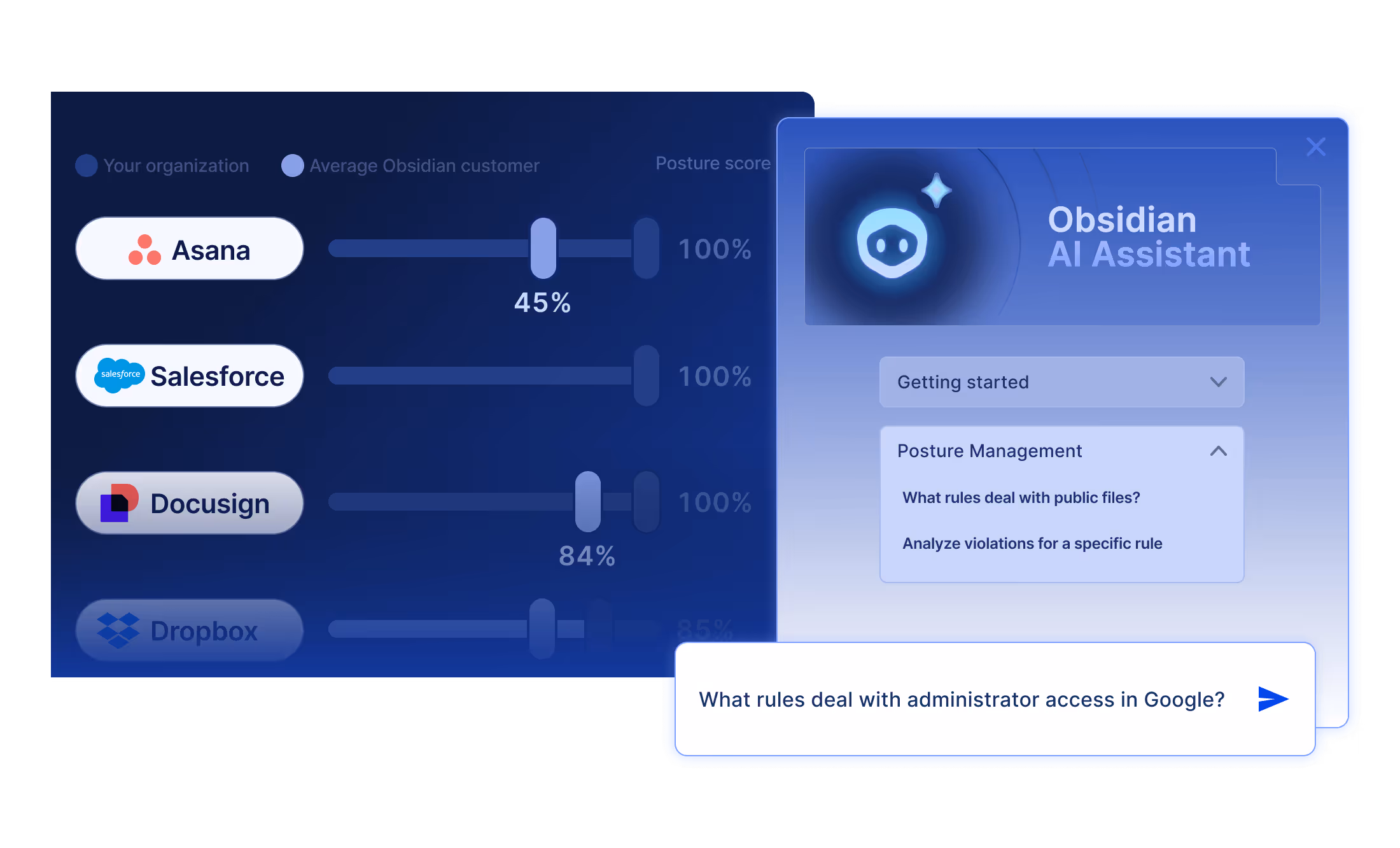 Shield graphic representing Obsidian SaaS Security Posture Management (SSPM) solution