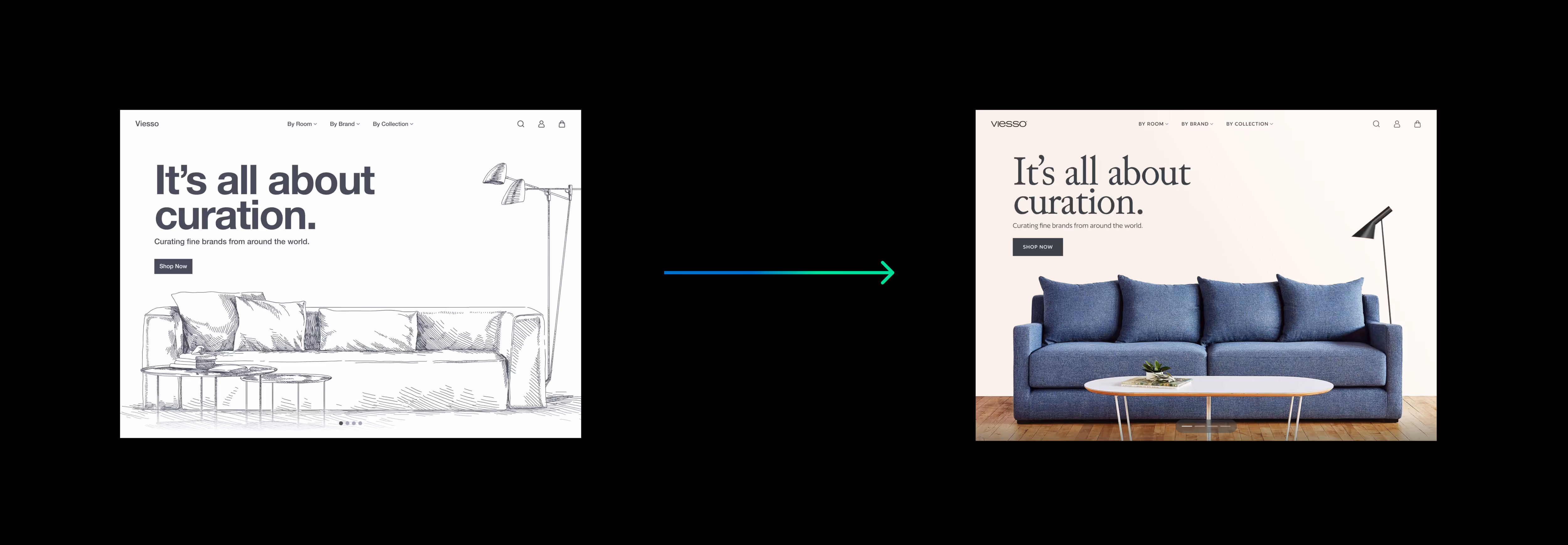 Wireframe vs. hi-fi design by CreateApe