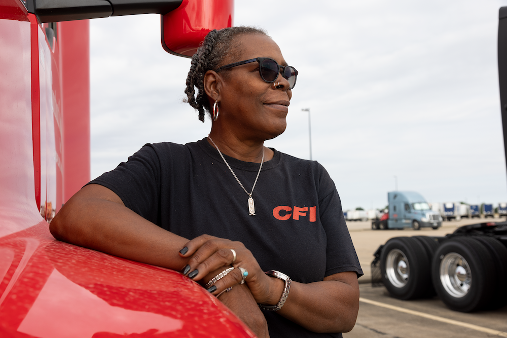 Picture of a driver and a truck