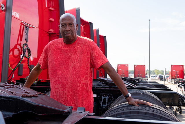 Picture of a drivers and several truck heads