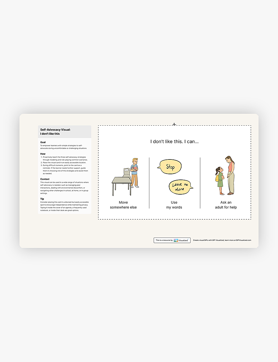 Self-Advocacy Visual: I Don't Like This