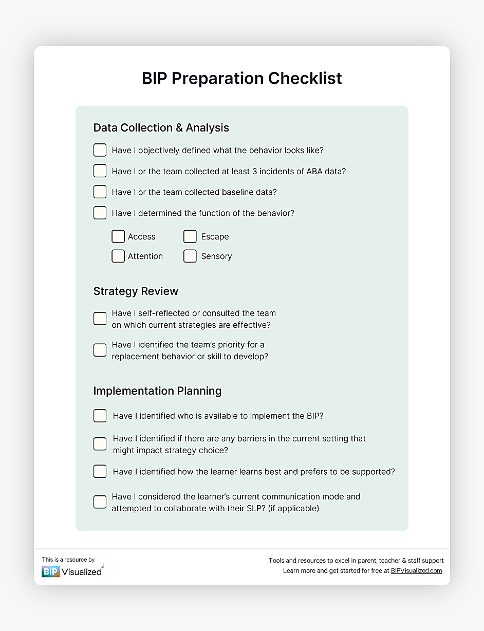 BIP Preparation Checklist