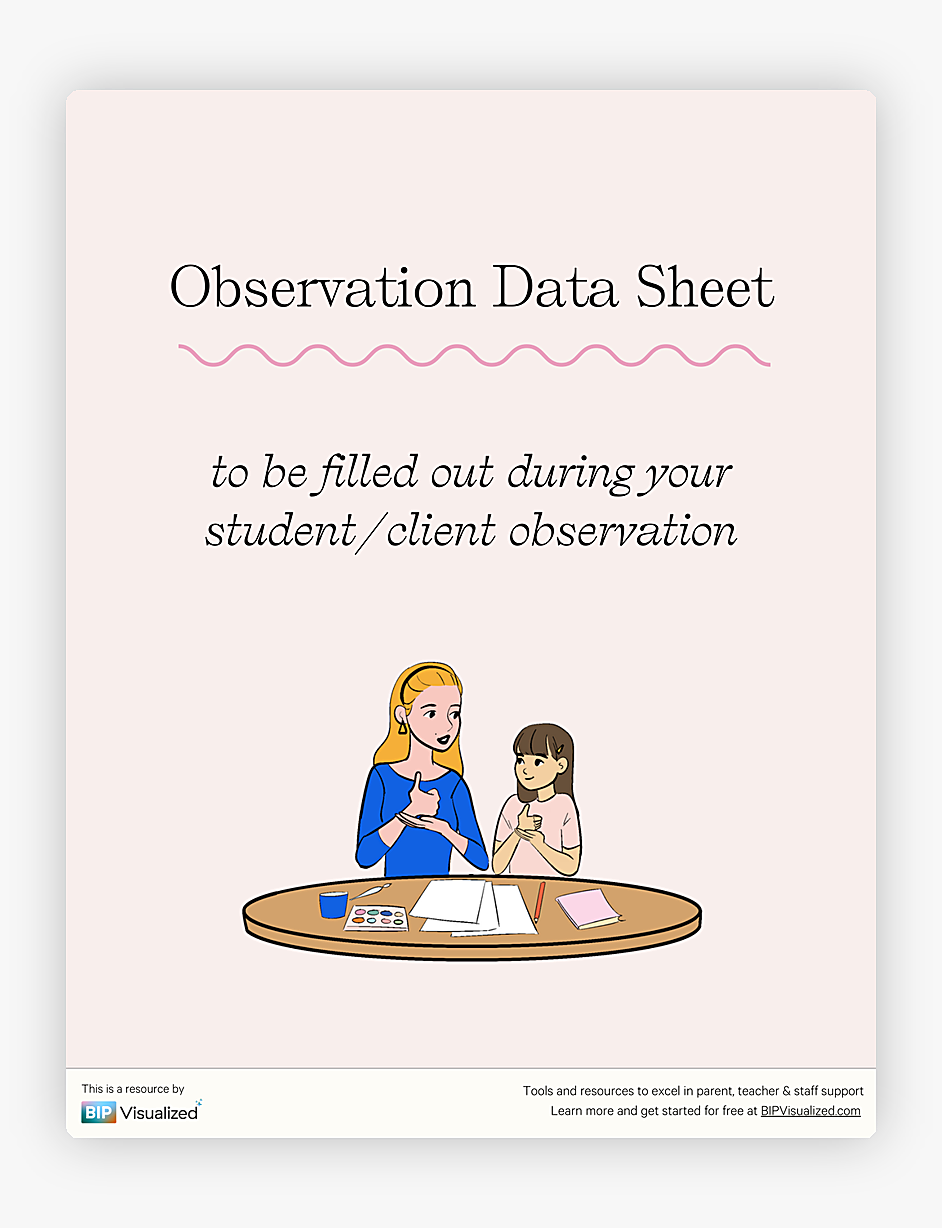 Behavior Observation Data Sheet