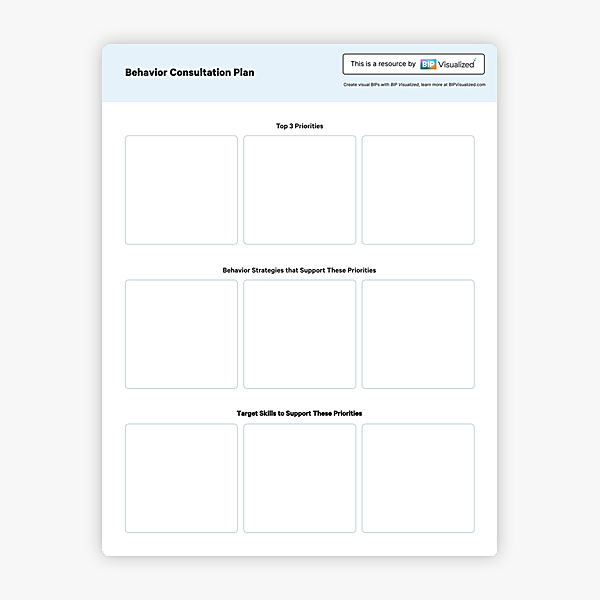 Behavior Consultation Plan Fillable Template behavior support resource