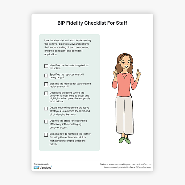 BIP Fidelity Checklist for Staff behavior support resource