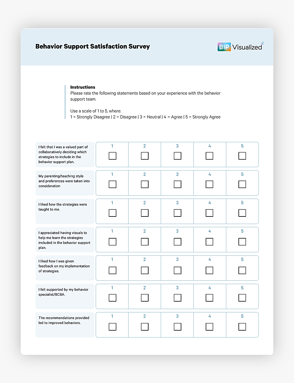 Behavior Support Satisfaction Survey