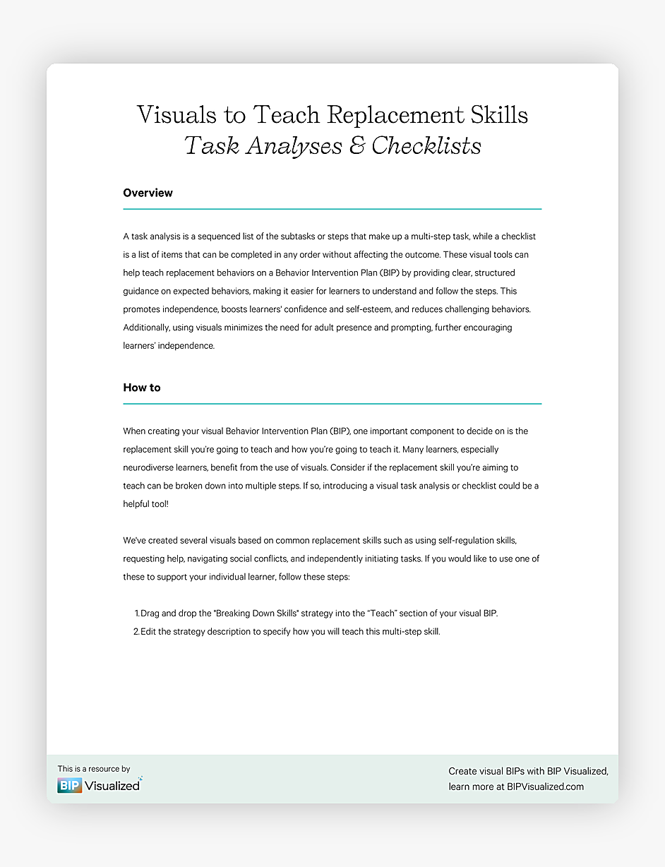 Visuals to Teach Replacement Skills