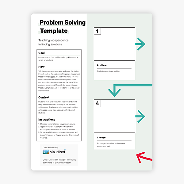 Problem-Solving Planning Template behavior support resource
