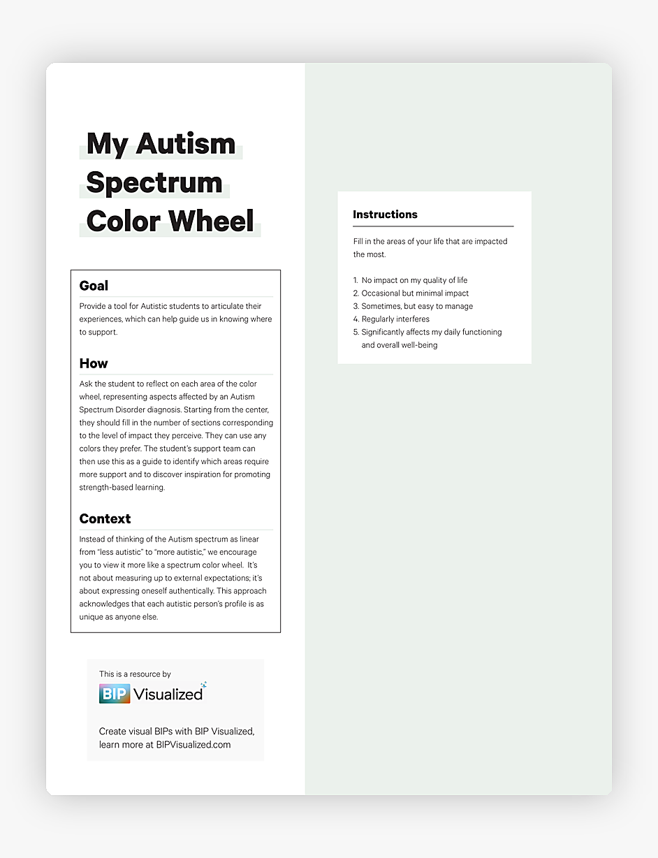 My Autism Spectrum Color Wheel