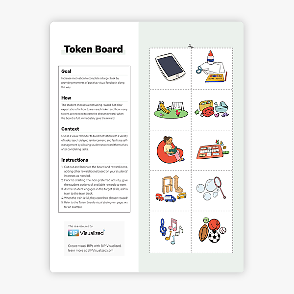 Ice Cream Token Board behavior support resource
