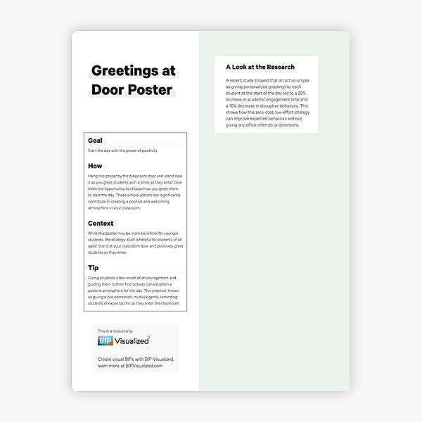 Greetings at Door Poster behavior support resource