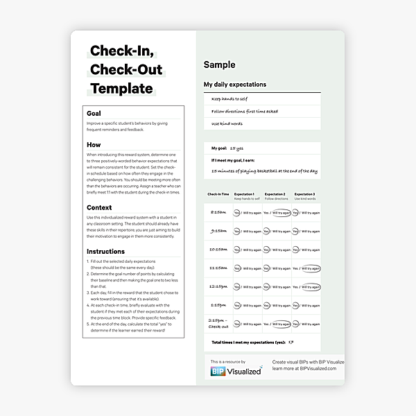Check-in, Check-out Template behavior support resource
