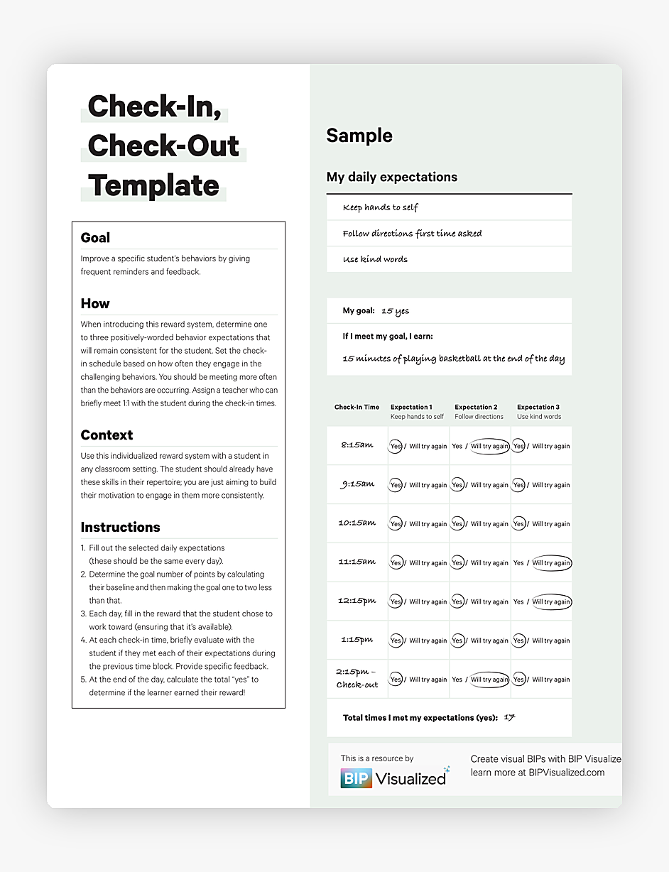 Check-In, Check-Out Template