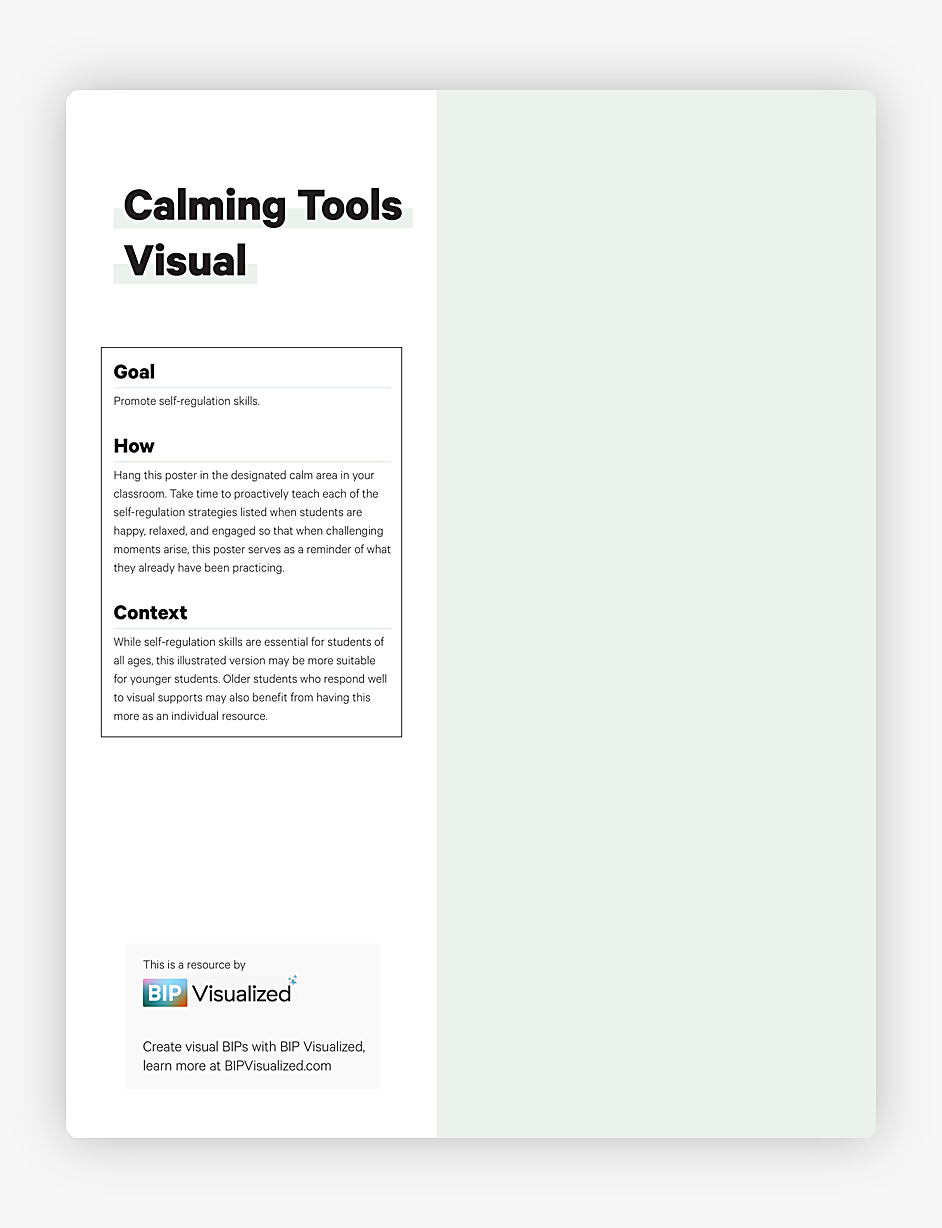Calming Tools Visual Poster