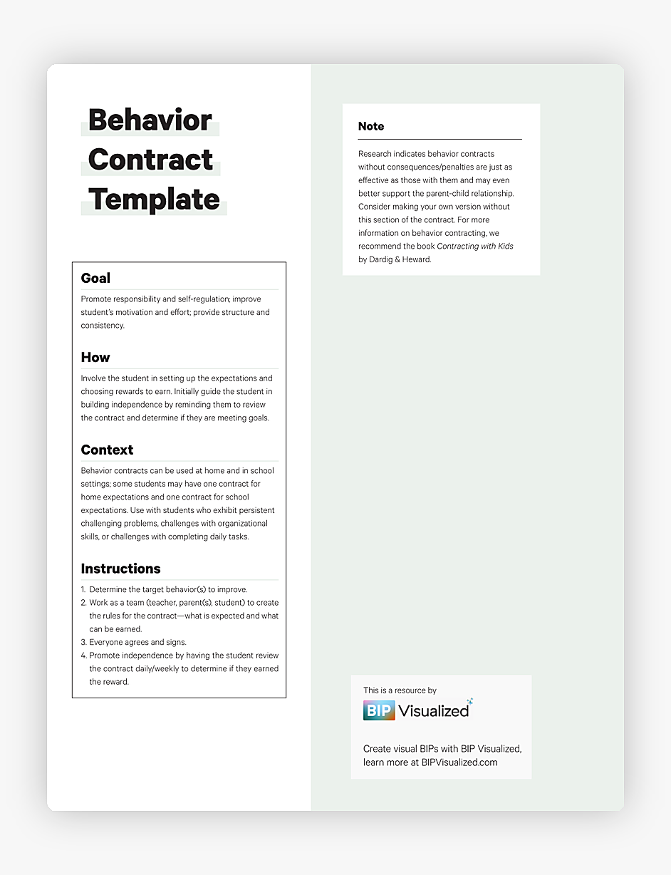Behavior Contract Template