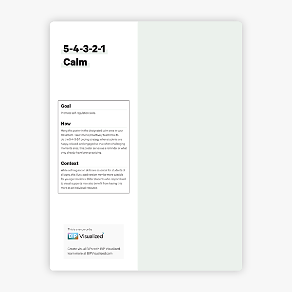 5-4-3-2-1 Calm Visual Poster behavior support resource