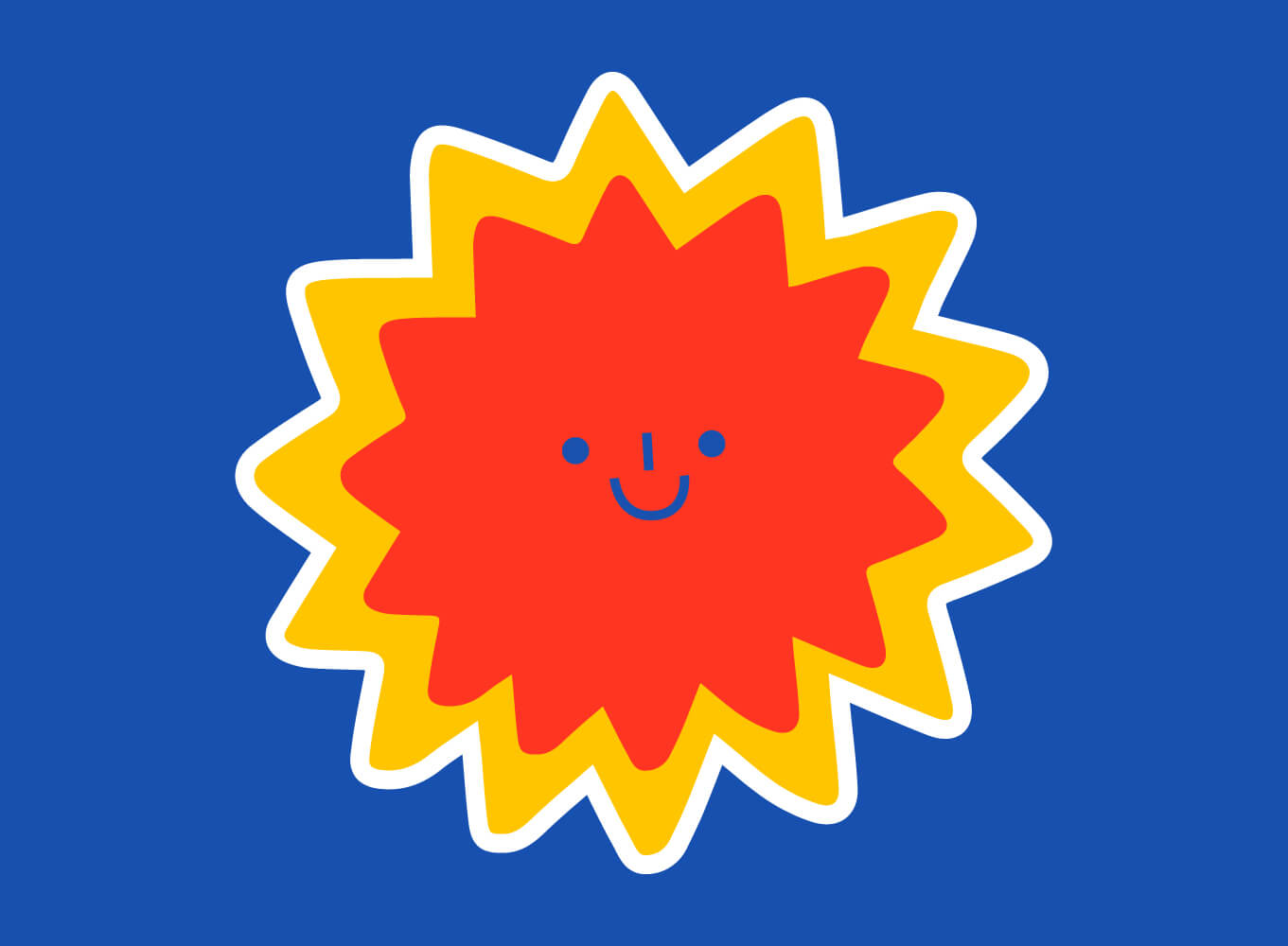 Illustration of orange yellow smiling sun.