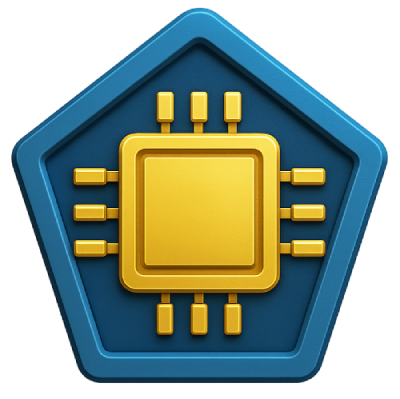 Pentagon with gold circuit