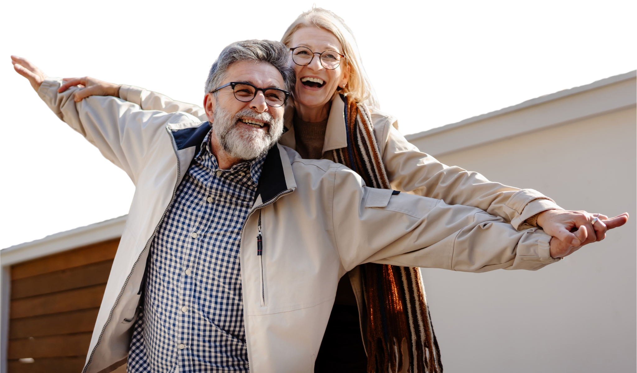 Happy man who's taken out home equity loan carries grand daughter