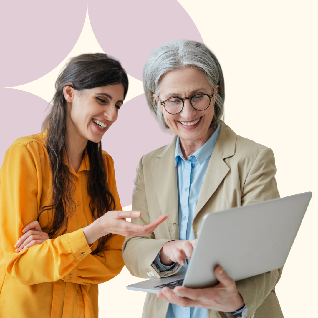 Mother and daughter with laptop