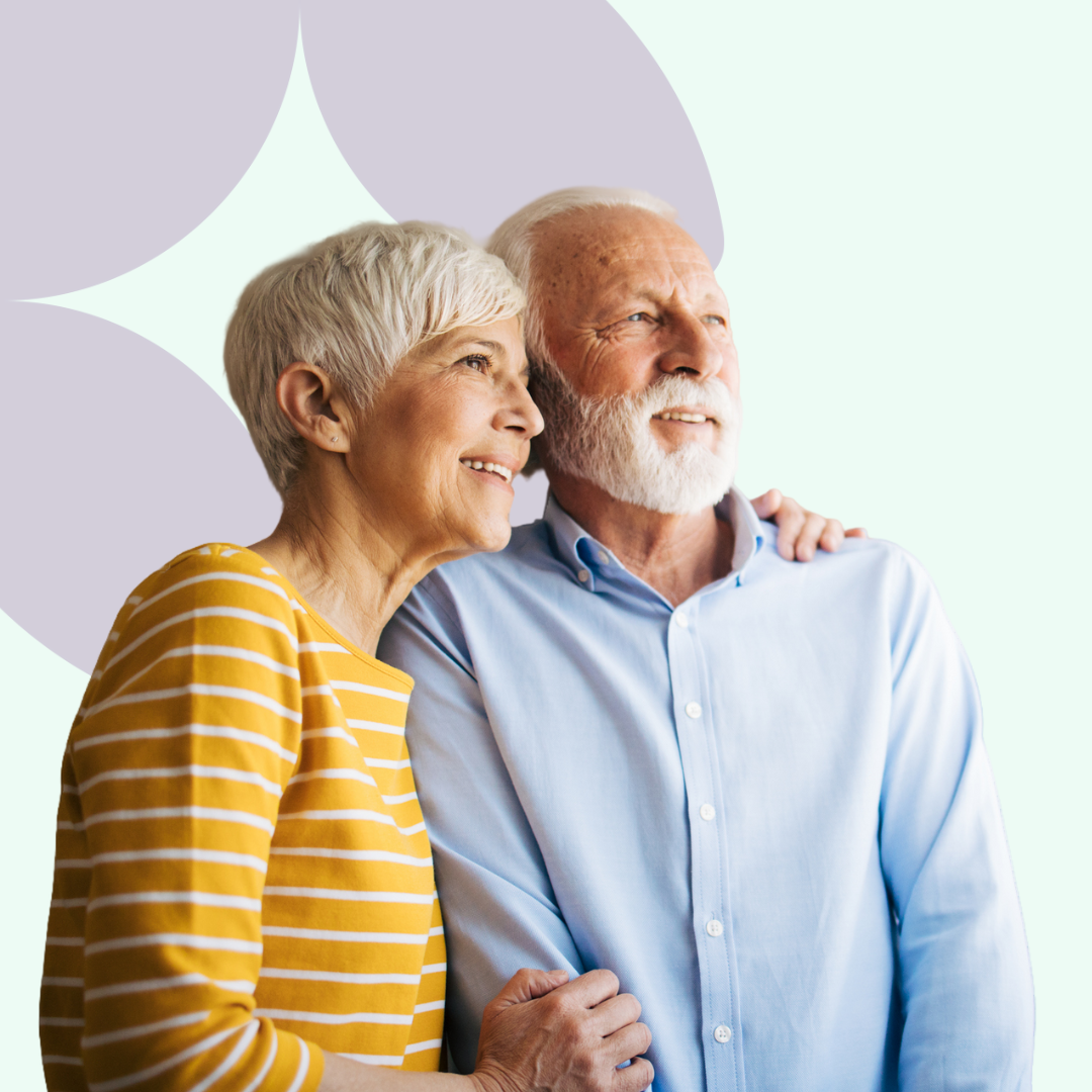 A happy retired couple travelling
