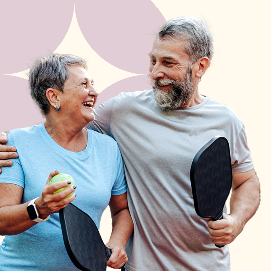 Couple hugging after pickeball game