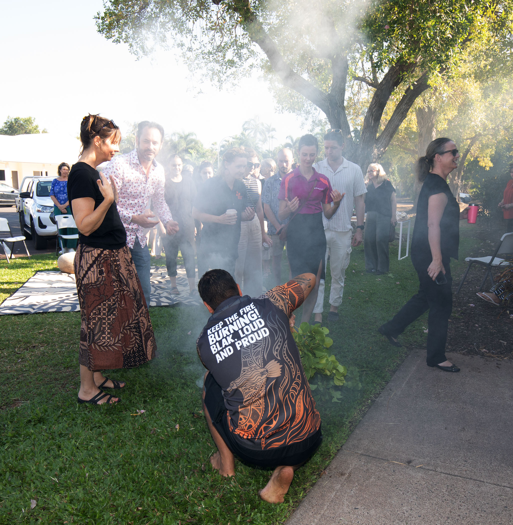 Smoking ceremony performed on Larrakia Country at the Impact Nightcliff Cowork Office